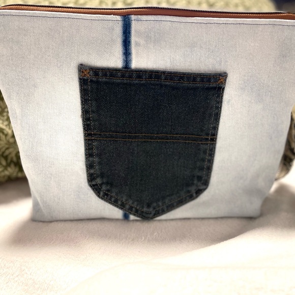 Patchwork Denim Clutch Handbag - from Upcycled denim Jeans - Picture 8 of 14